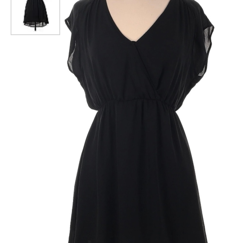 Lush Black Popover V-Neck Dress